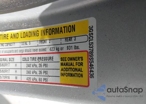 2009 Saturn Vue V6 Xr z USA, uszkodzony, nr VIN 3GSCL53789S546436